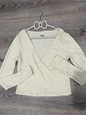 PacSun Women’s Cream Ribbed Wrap Top